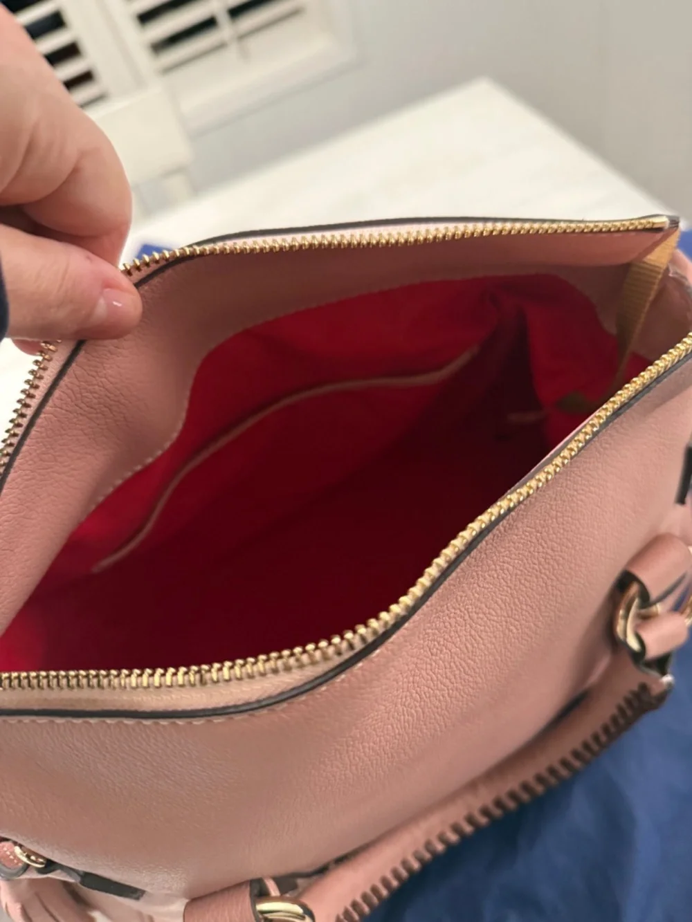 Dooney & Bourke Blush Pink Pebble Leather Satchel With Strap